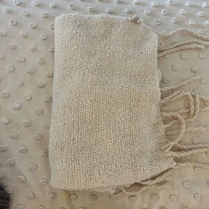 Free People Cream Textured Scarf with Fringe